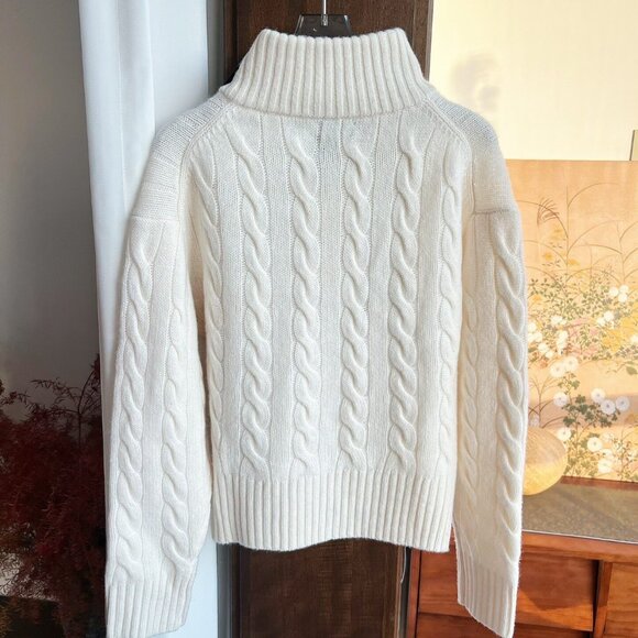 Polo Ralph Lauren CABLE WOOL CASHMERE HALF ZIP SWEATER CREAM AUTH - Picture 6 of 8